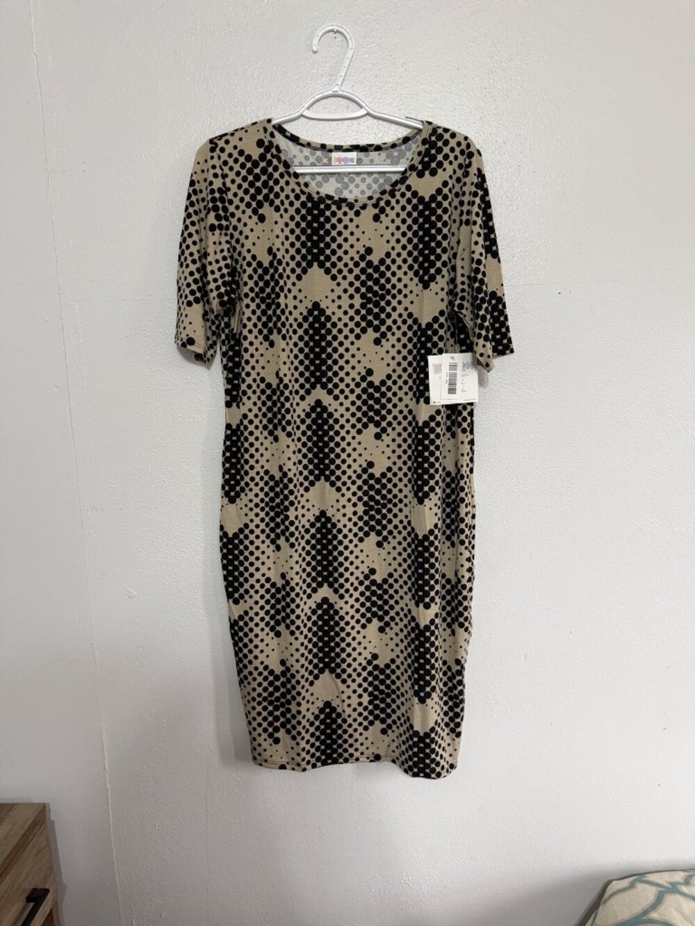 NWT LuLaRoe Julia Tan Black Dot Diamond Dress 2XL 🖤